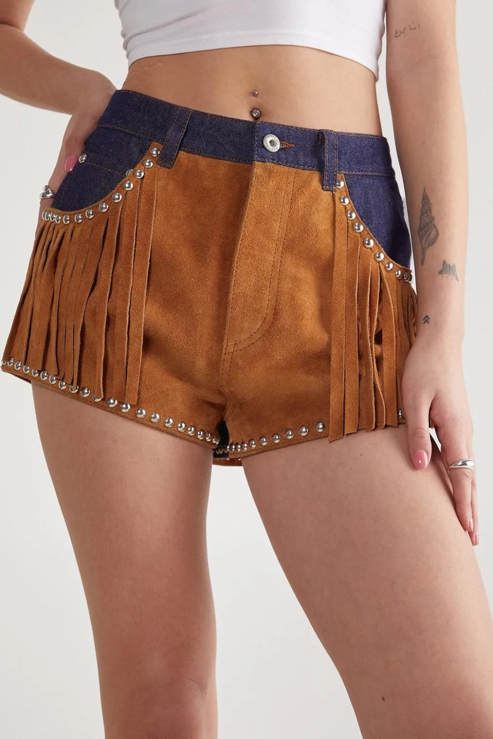 Denim Suede Mix Short | Nasty Gal