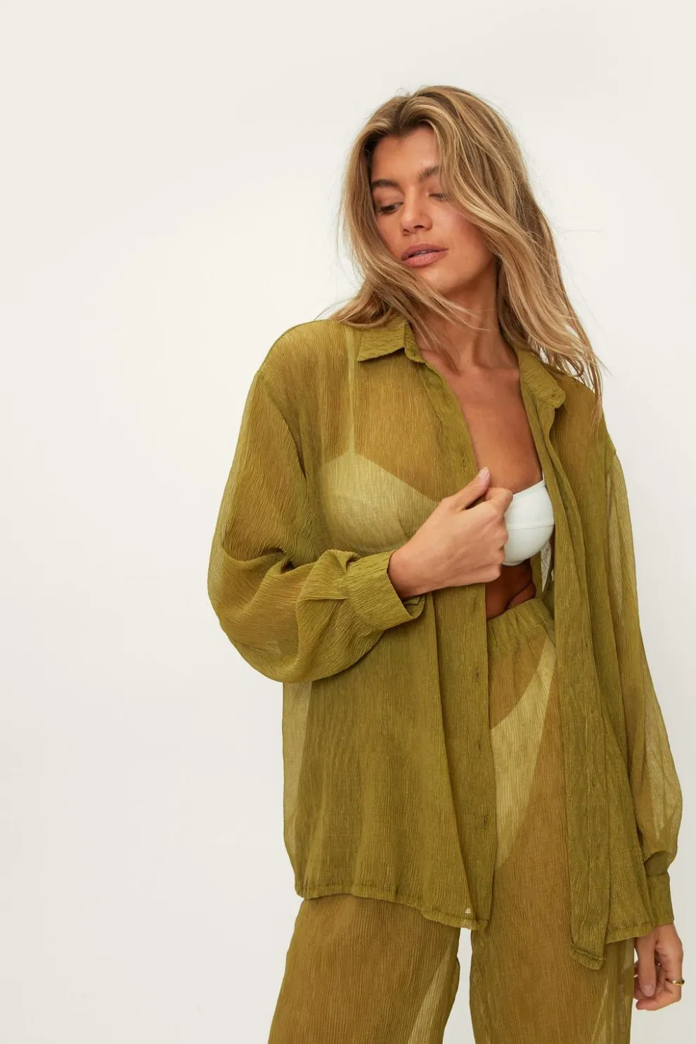 Plisse Oversized Beach Shirt | Nasty Gal