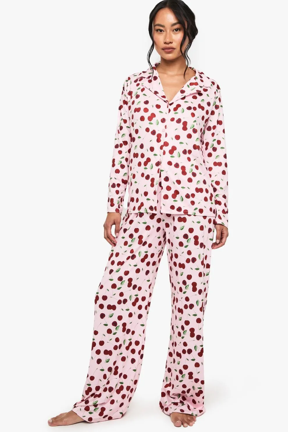 Floral Print Soft Rib Long Sleeve Top & Trousers Pyjama Set | Nasty Gal