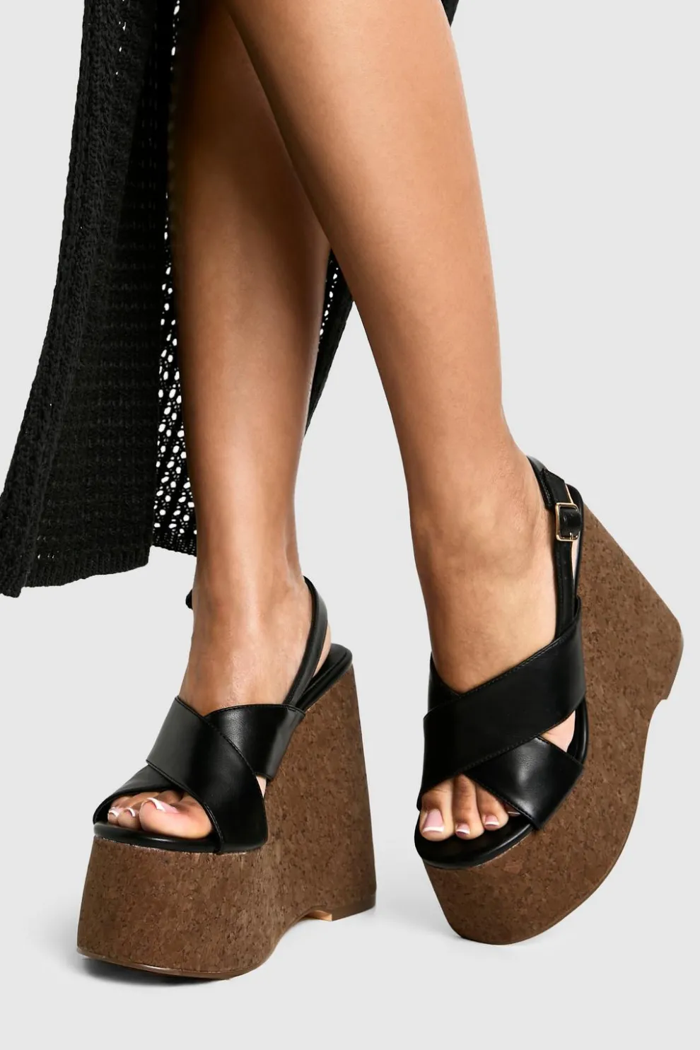 Crossover Cork Detail Platform Wedges | Nasty Gal