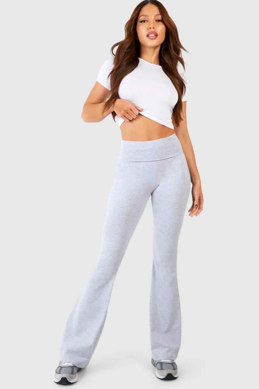 Tall Cotton Jersey Folded Waistband Yoga Flares | Nasty Gal
