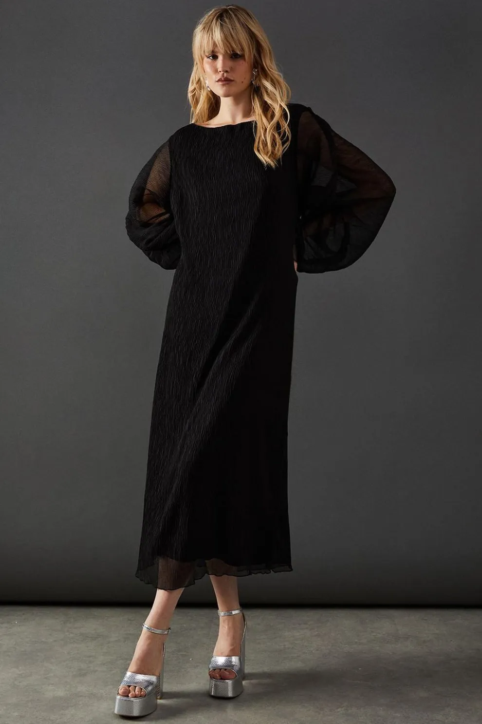 Plisse Batwing Midi Dress | Nasty Gal