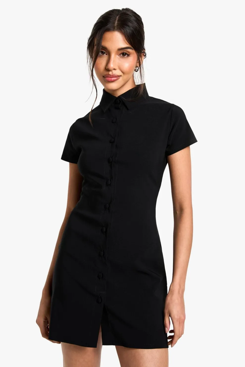 Tailored Button Down Collared A-Line Mini Dress | Nasty Gal