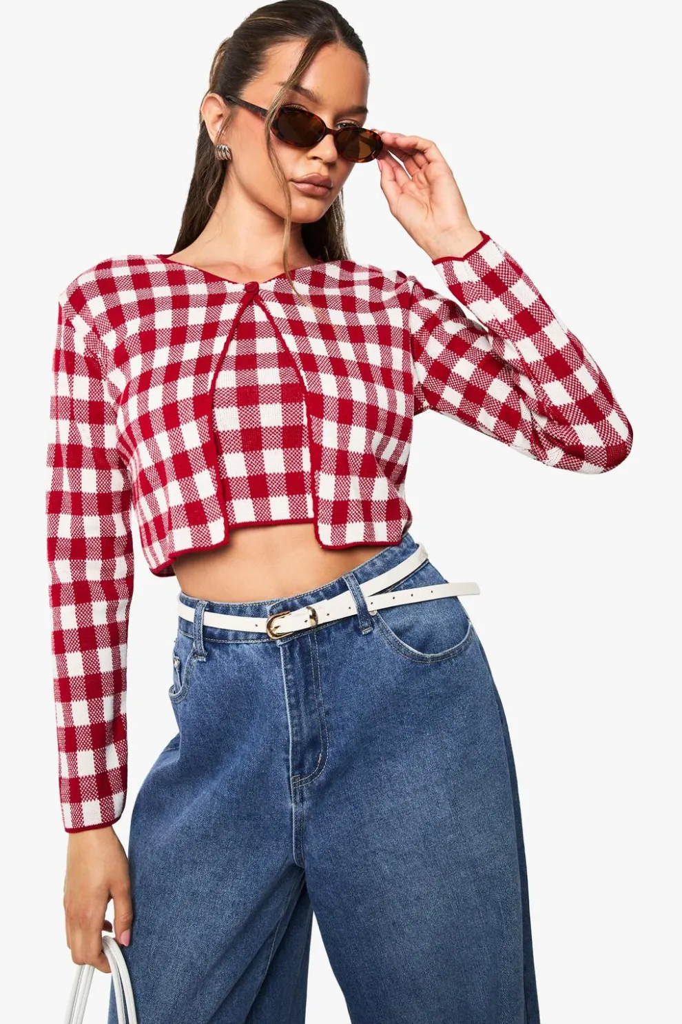 Gingham Button Neck Cardigan and Cami Top Set | Nasty Gal