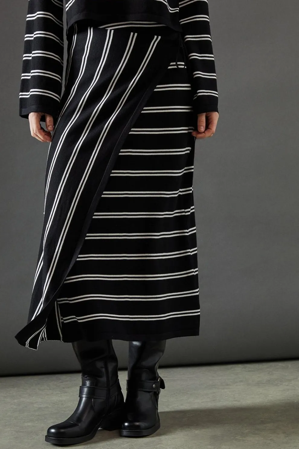 Stripe Knitted Wrap Skirt Co Ord | Nasty Gal