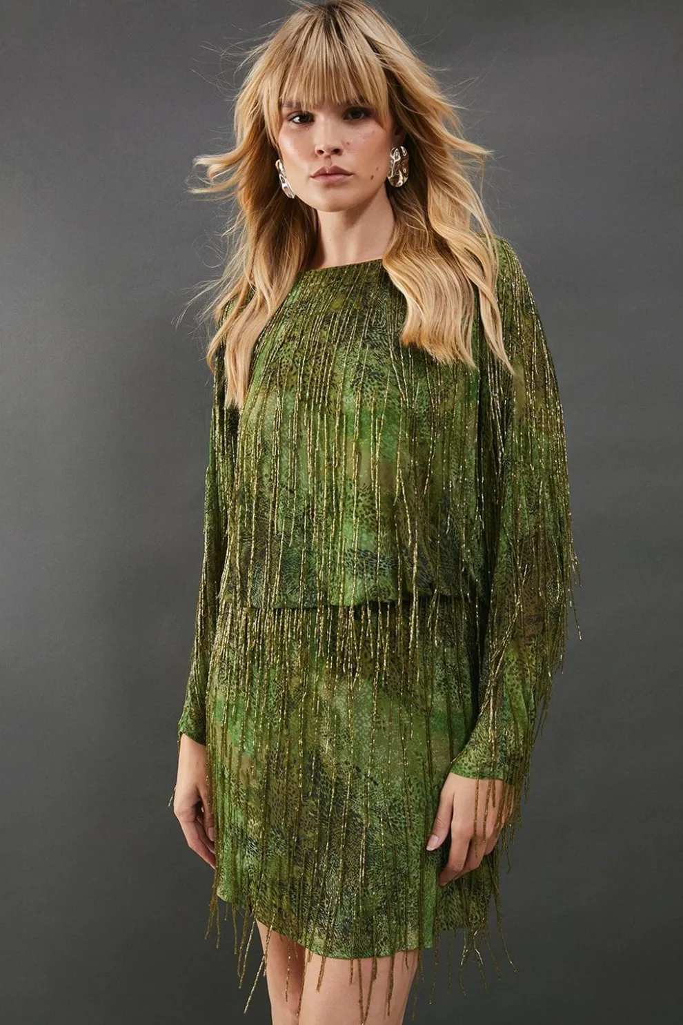 Premium Print Fringe Embellishment Batwing Mini Dress | Nasty Gal