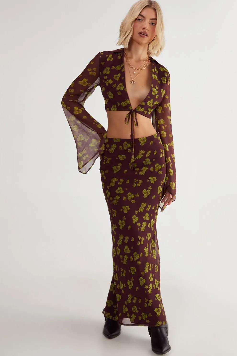 Ditsy Crinkle Chiffon Bias Maxi Skirt | Nasty Gal