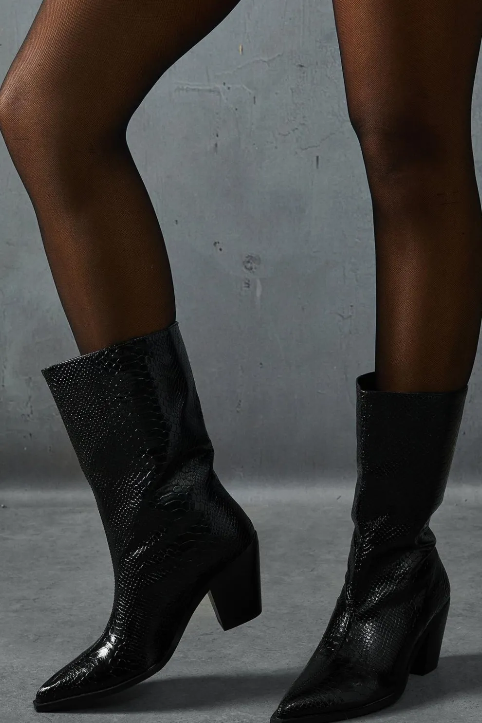 Patent Croc Low Heel Cowboy Boots | Nasty Gal