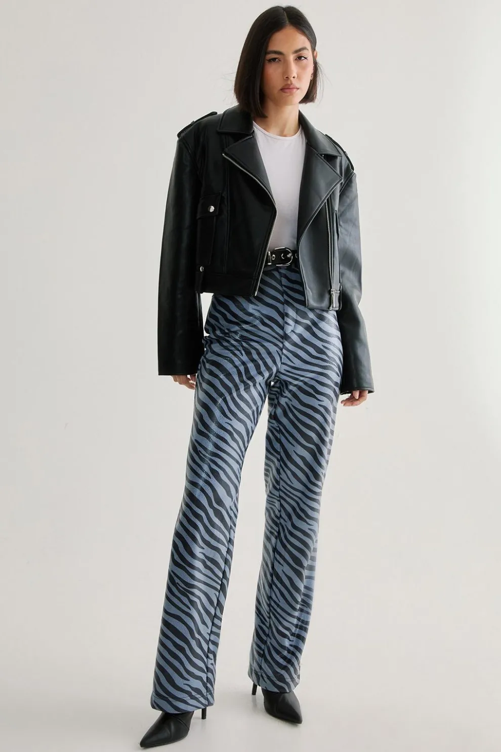Blue Zebra Faux Leather Pant | Nasty Gal