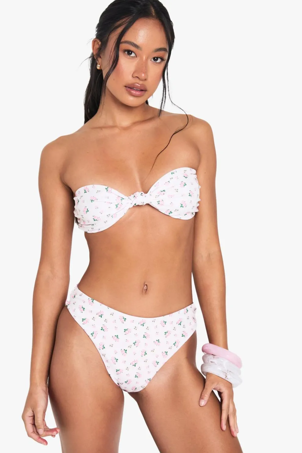 Swimwear Essentials Ditsy Floral Knot Bandeau Bikini Top | Nasty Gal