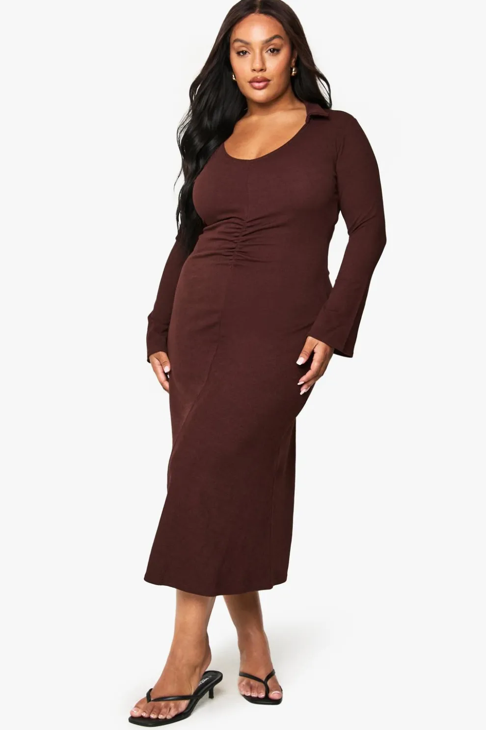 Plus Rib Ruched Midaxi Dress | Nasty Gal