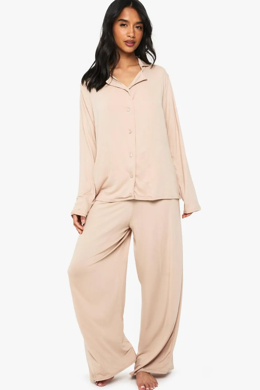 Petite Long Sleeve Shirt & Trousers Pyjama Set | Nasty Gal