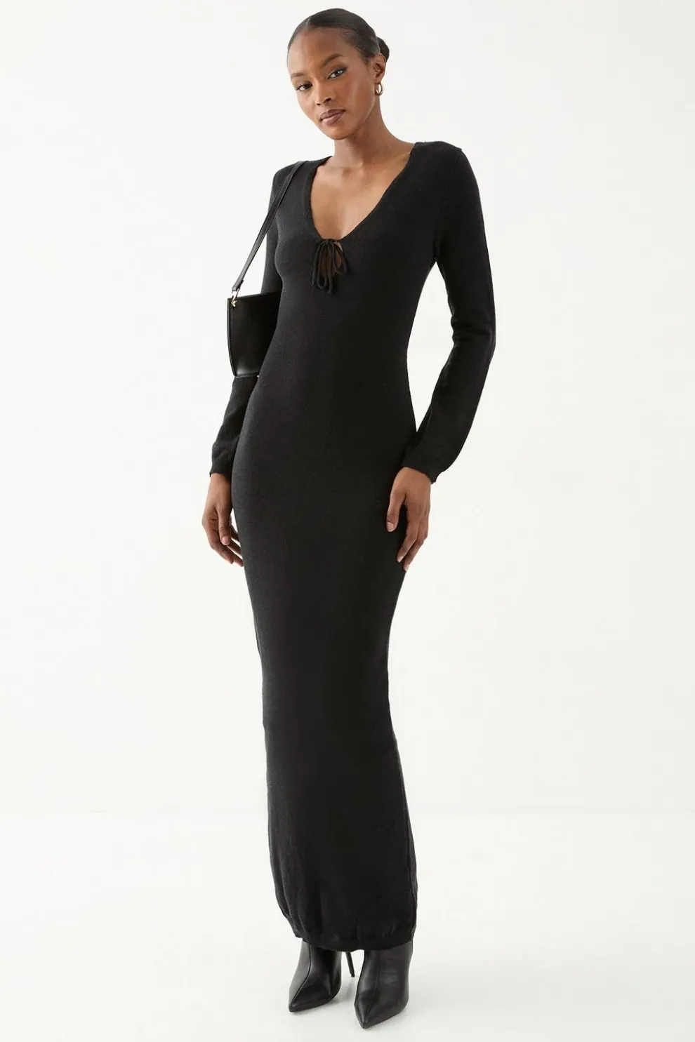 Fine Gauge Tie Front Knitted Midaxi Dress | Nasty Gal