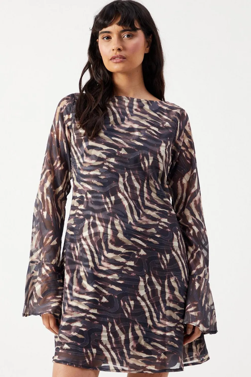 Zebra Burnout Chiffon Bias Tie Back Mini Dress | Nasty Gal