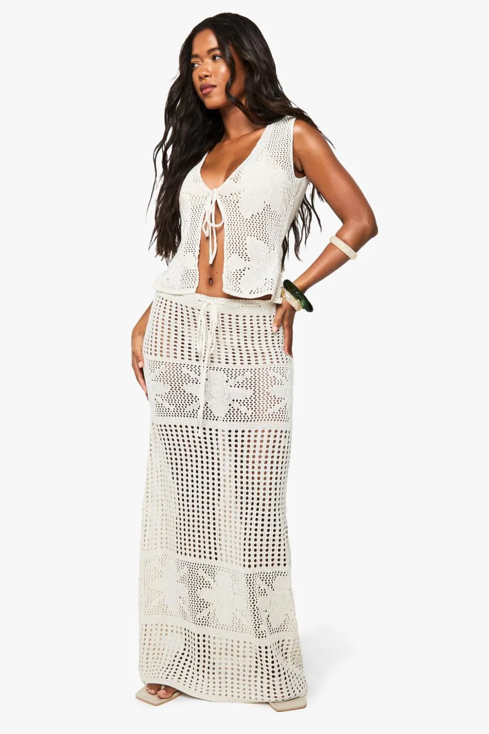 Crochet Flower Detail Maxi Skirt | Nasty Gal