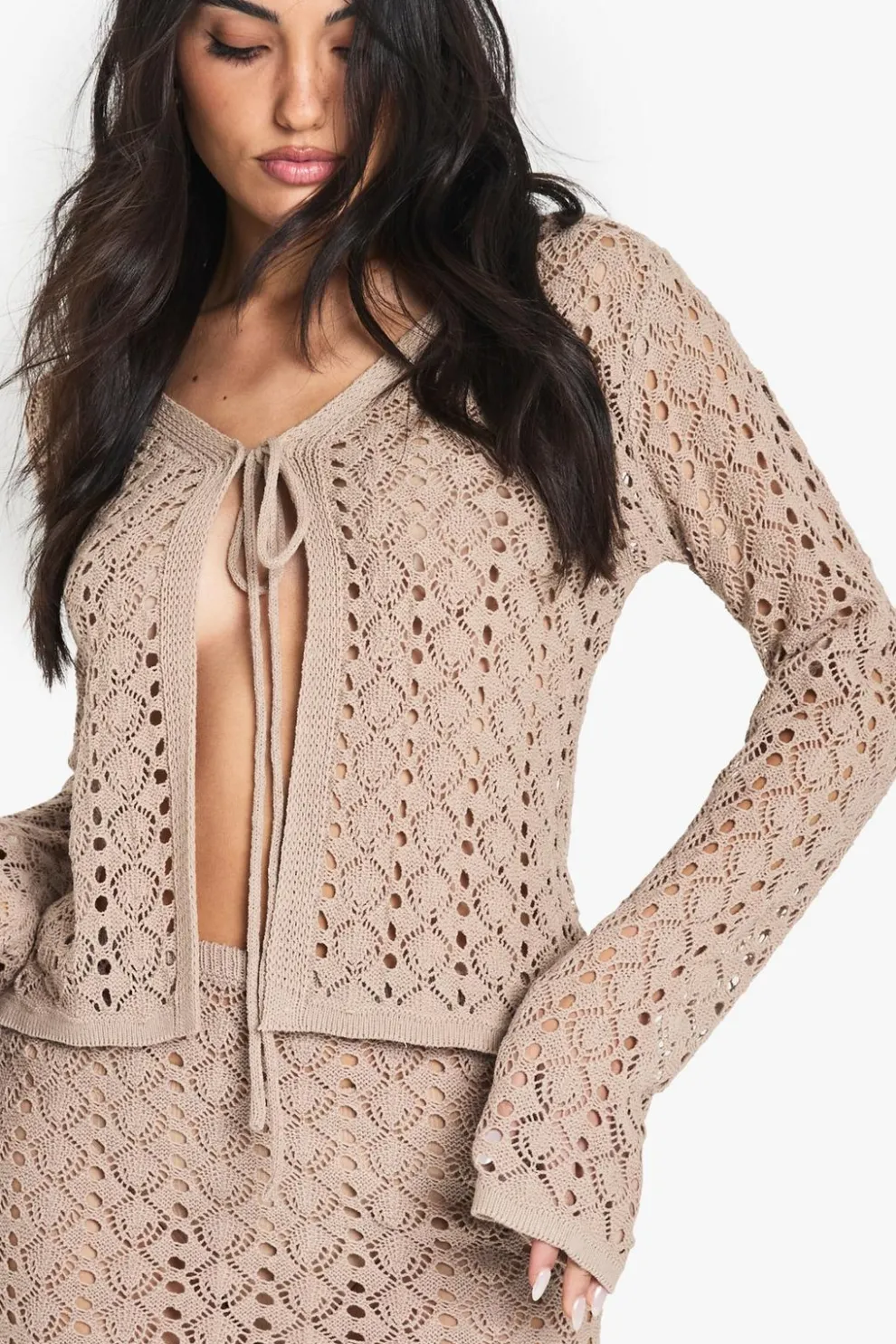 Tie Detail Crochet Cardigan | Nasty Gal
