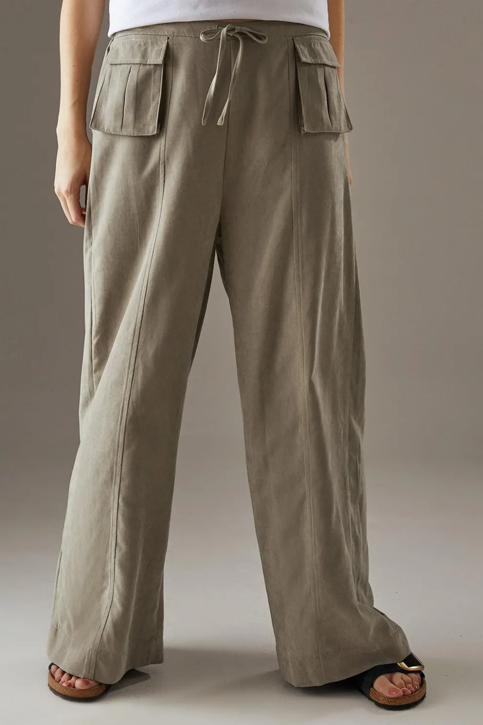 Peach Satin Utility Pocket Wide Leg Trousers | Nasty Gal