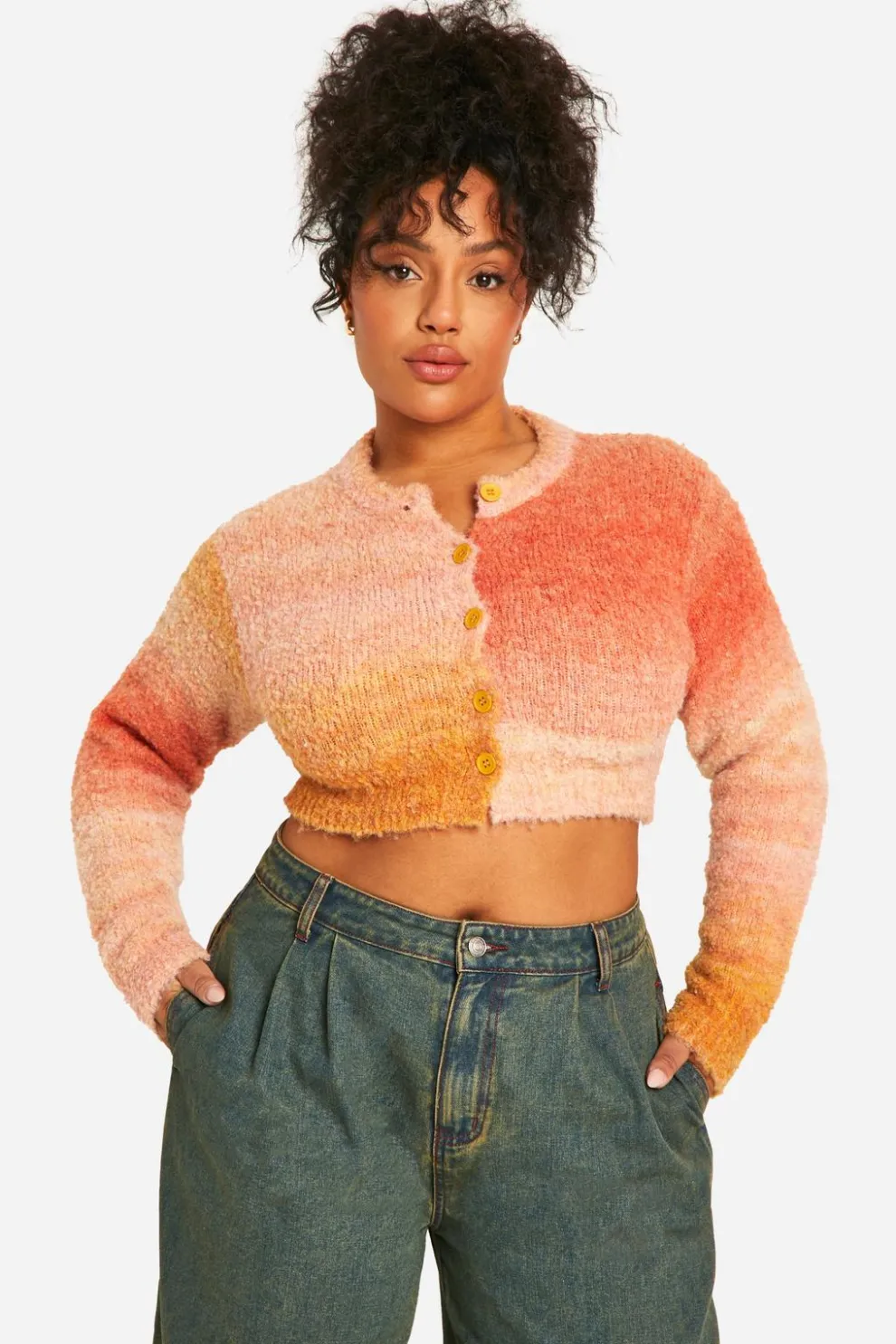 Plus Ombre Fluffy Knit Cardigan | Nasty Gal