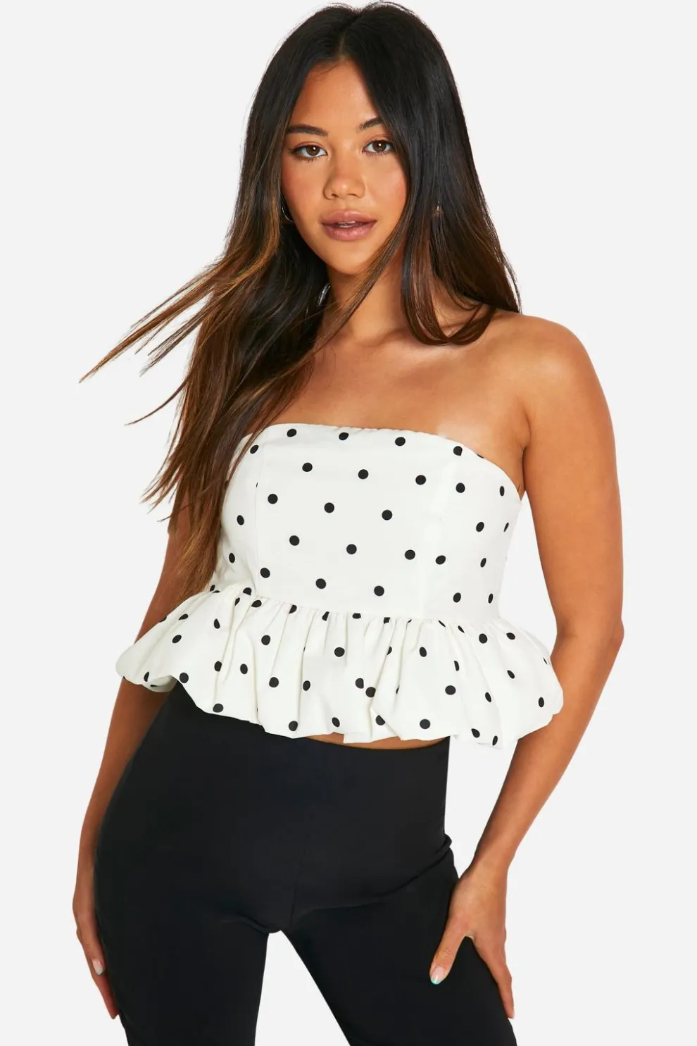 Polka Dot Peplum Bandeau | Nasty Gal
