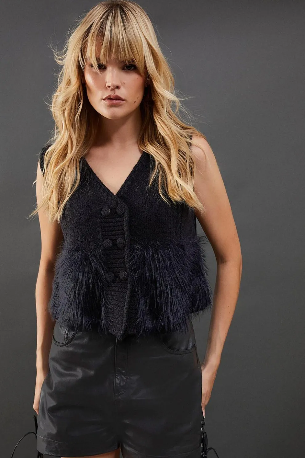Eyelash Knitted Waistcoat | Nasty Gal