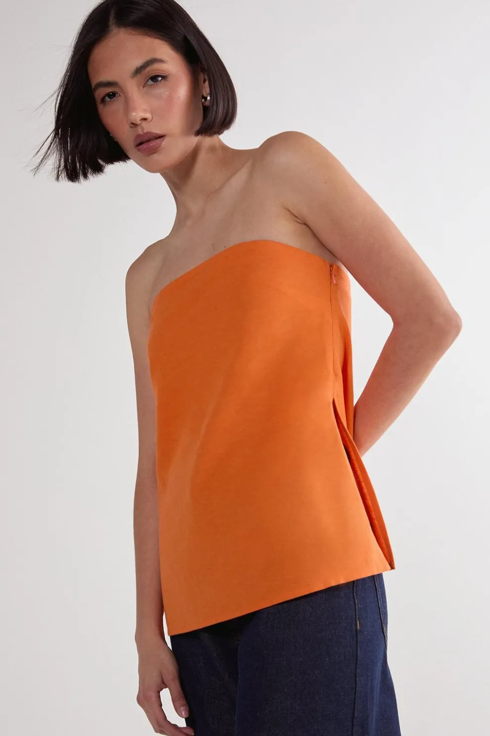 Linen Mix Bandeau Top | Nasty Gal