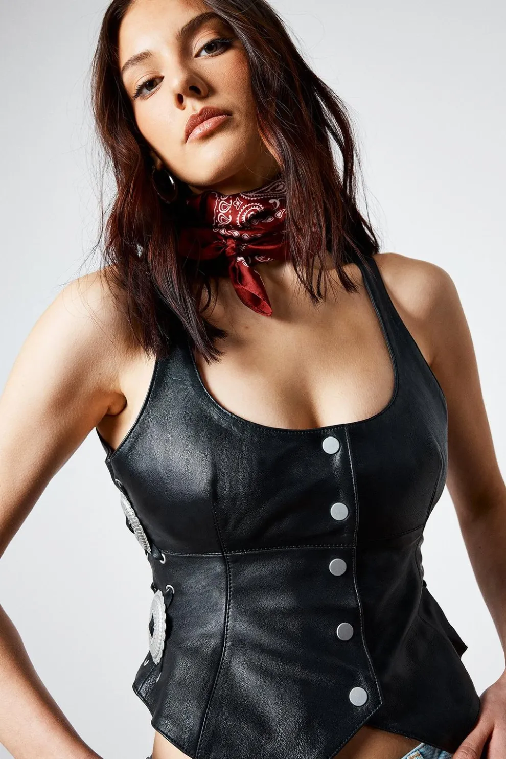 Real Leather Buckle Detail Western Vest | Nasty Gal