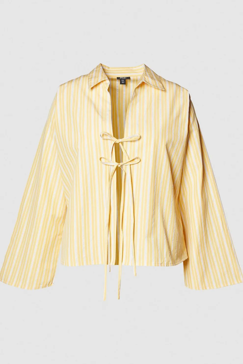 Plus Cotton Stripe Tie Front Wide Cuff Shirt | Nasty Gal