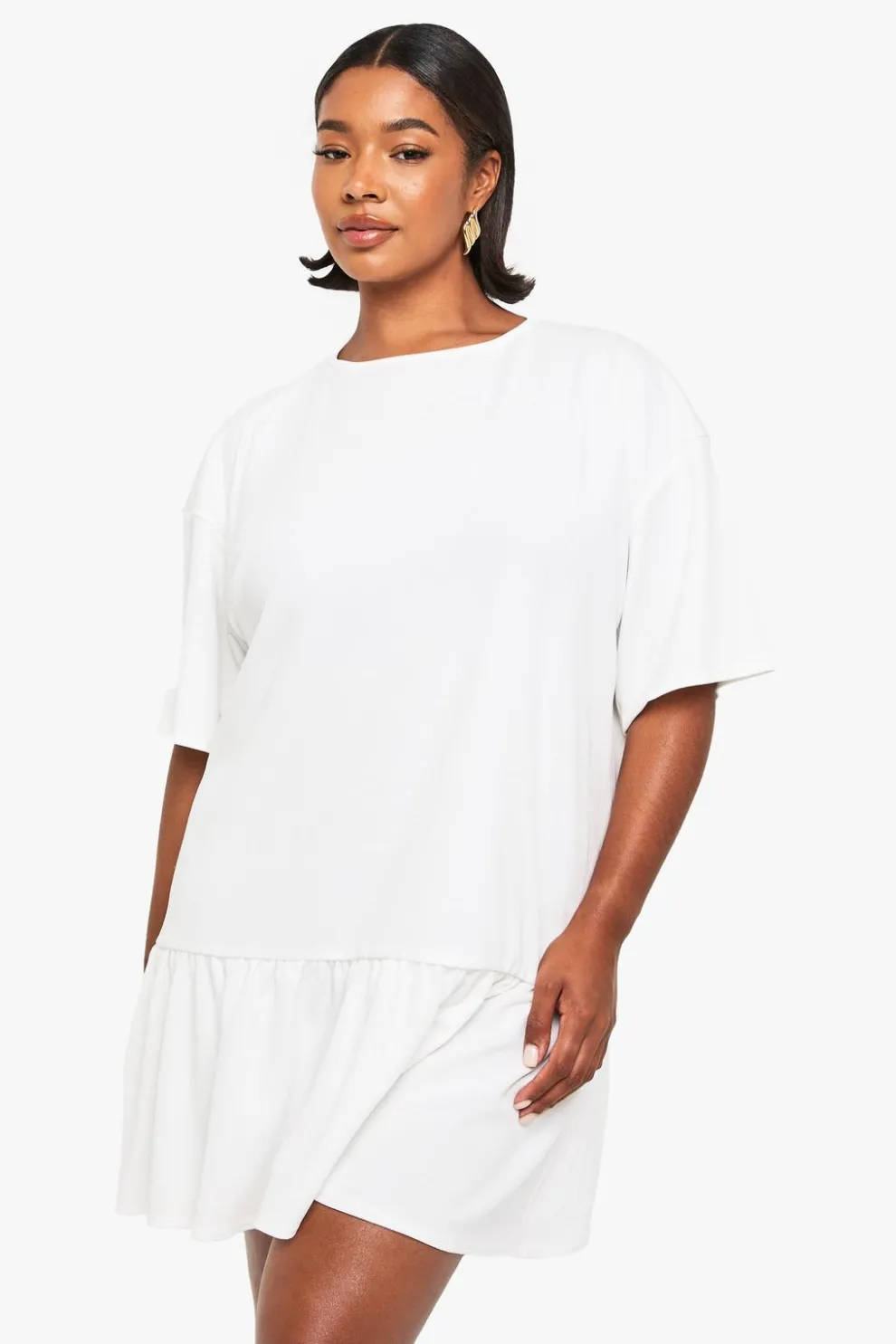 Plus rib drop hem smock dress | Nasty Gal