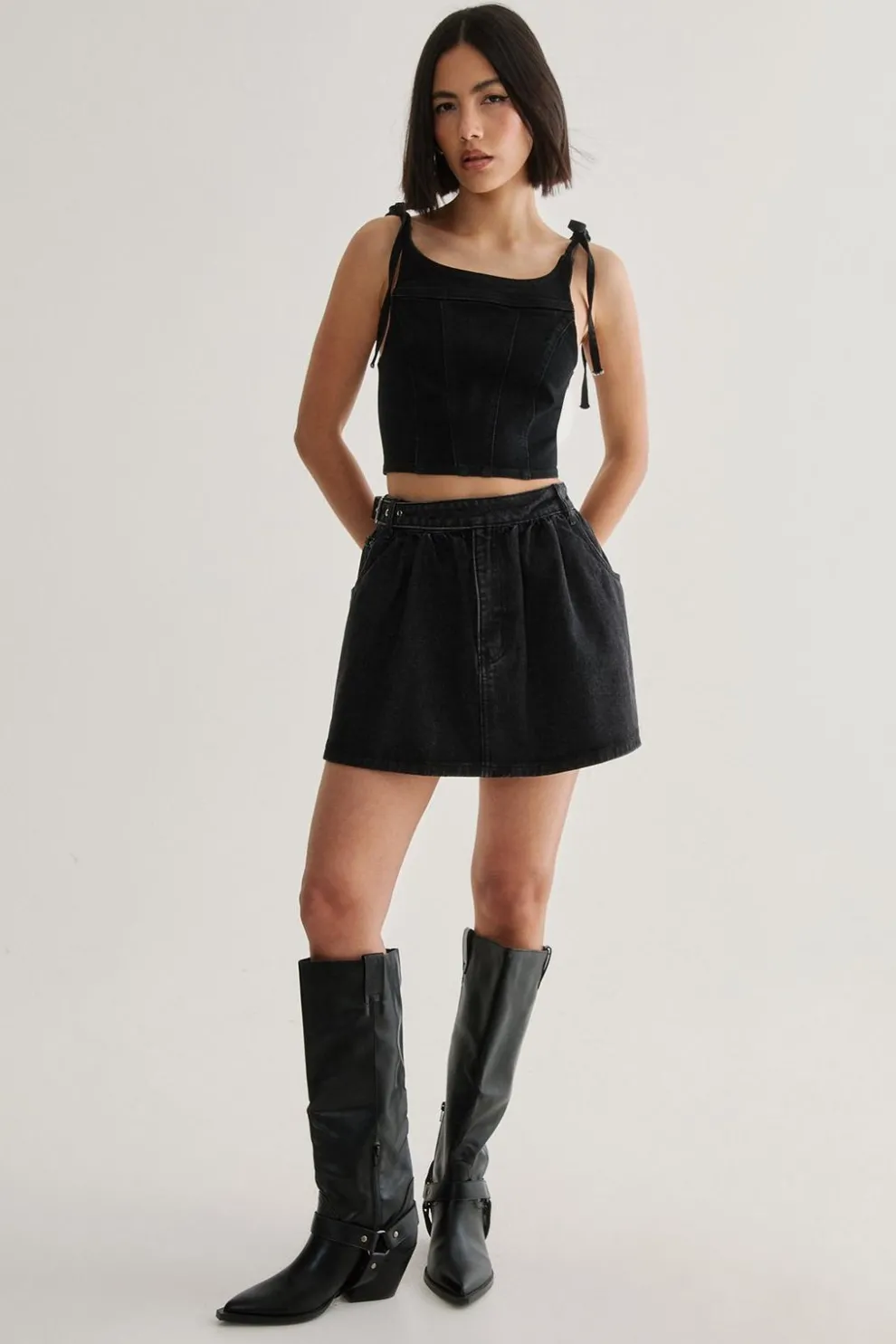 Denim Buckle Detail Skirt | Nasty Gal