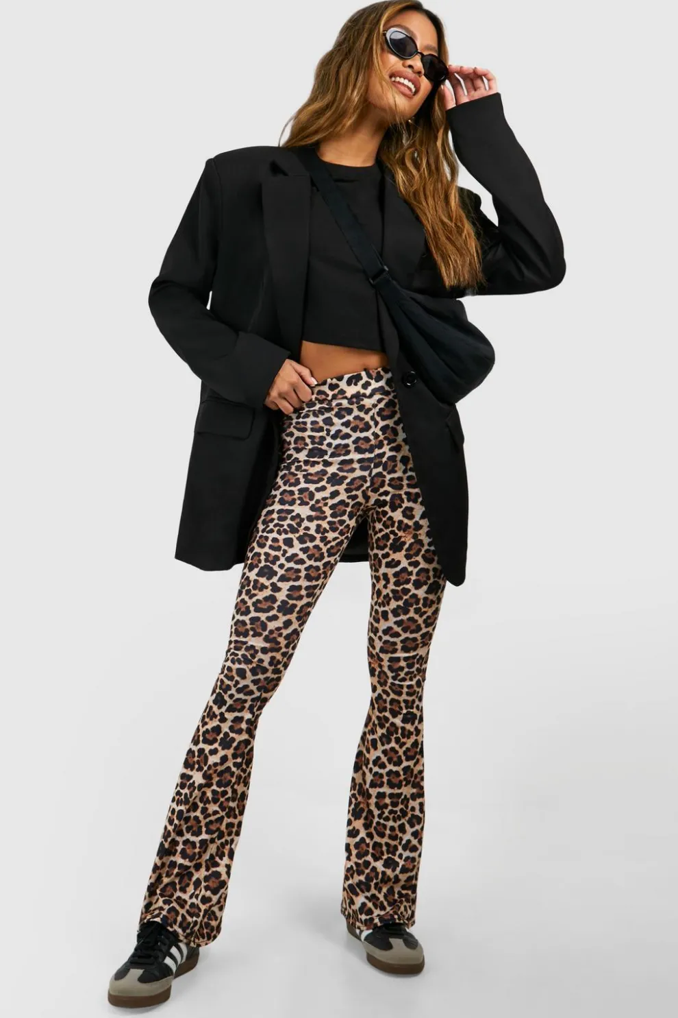 Leopard High Waist Basic Fit & Flare Trouser | Nasty Gal