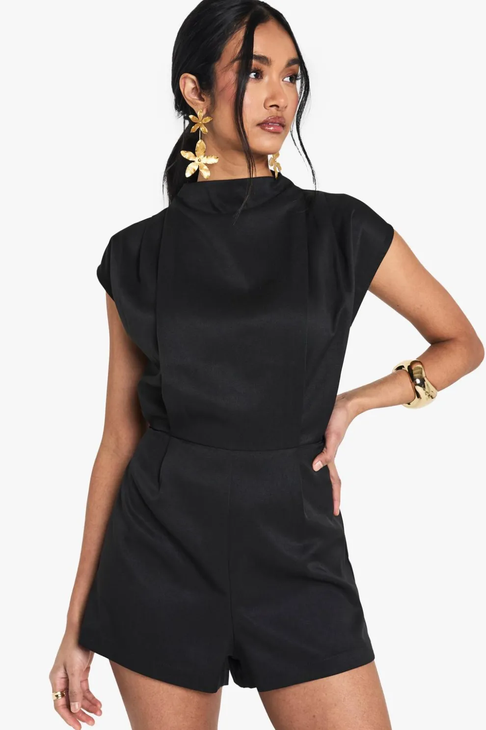 Tailored High Neck Cap Sleeve Playsuit | Nasty Gal