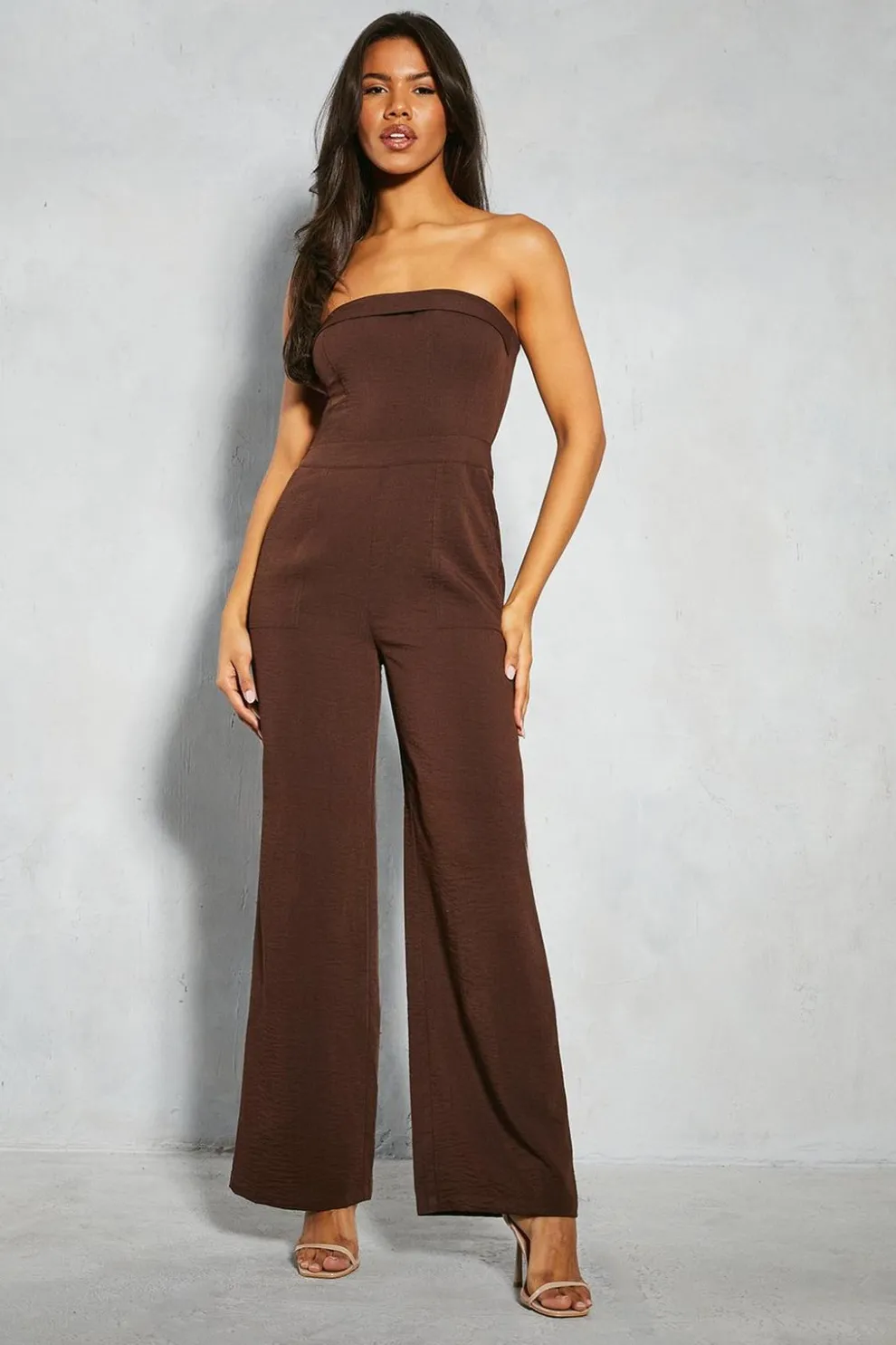 Linen Look Utility Bandeau Jumpsuit | Nasty Gal