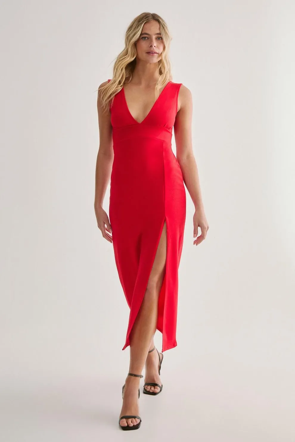 Plunging V-Neckline Split Midi Dress | Nasty Gal