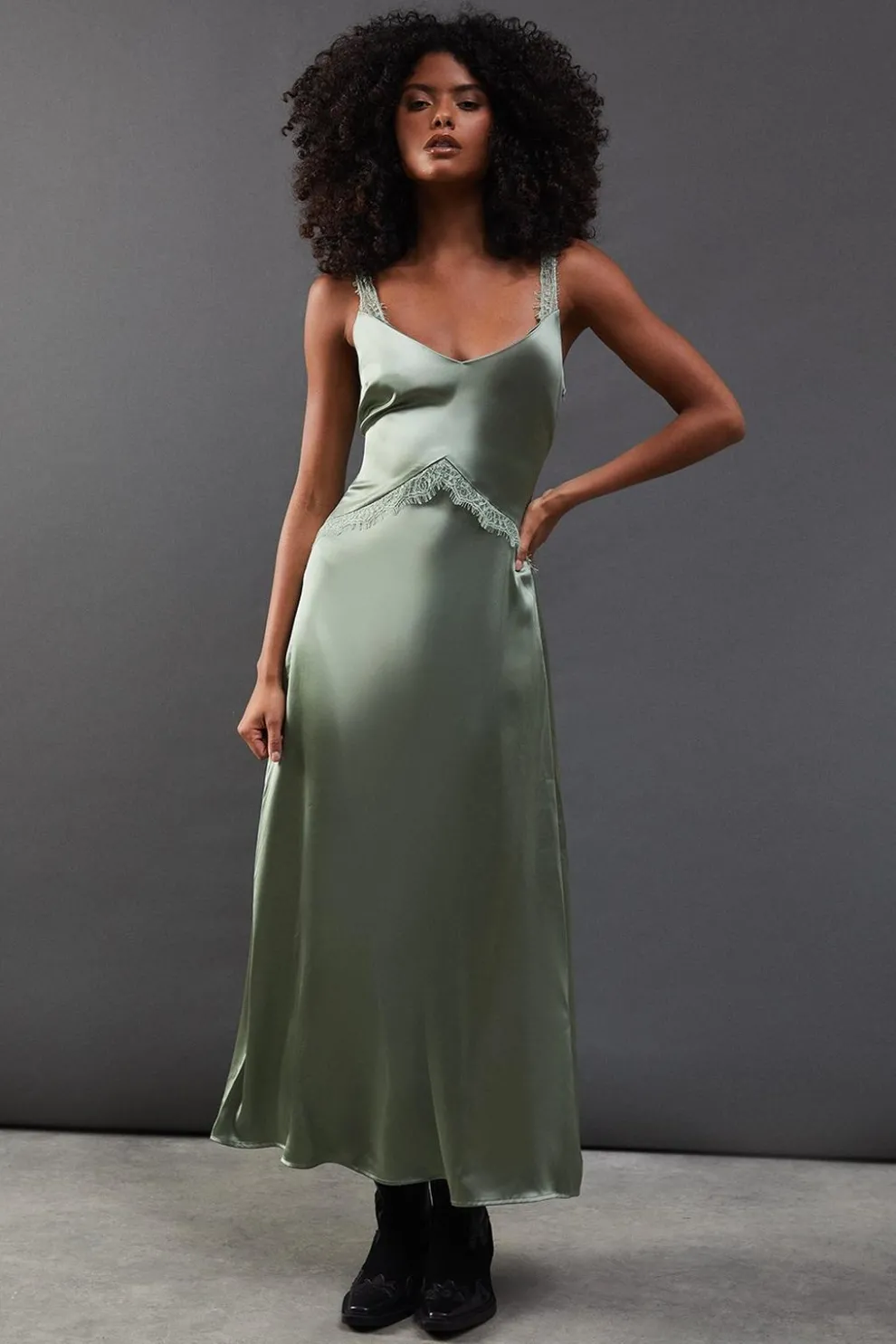 Lace Panelling Satin Midi Dress | Nasty Gal