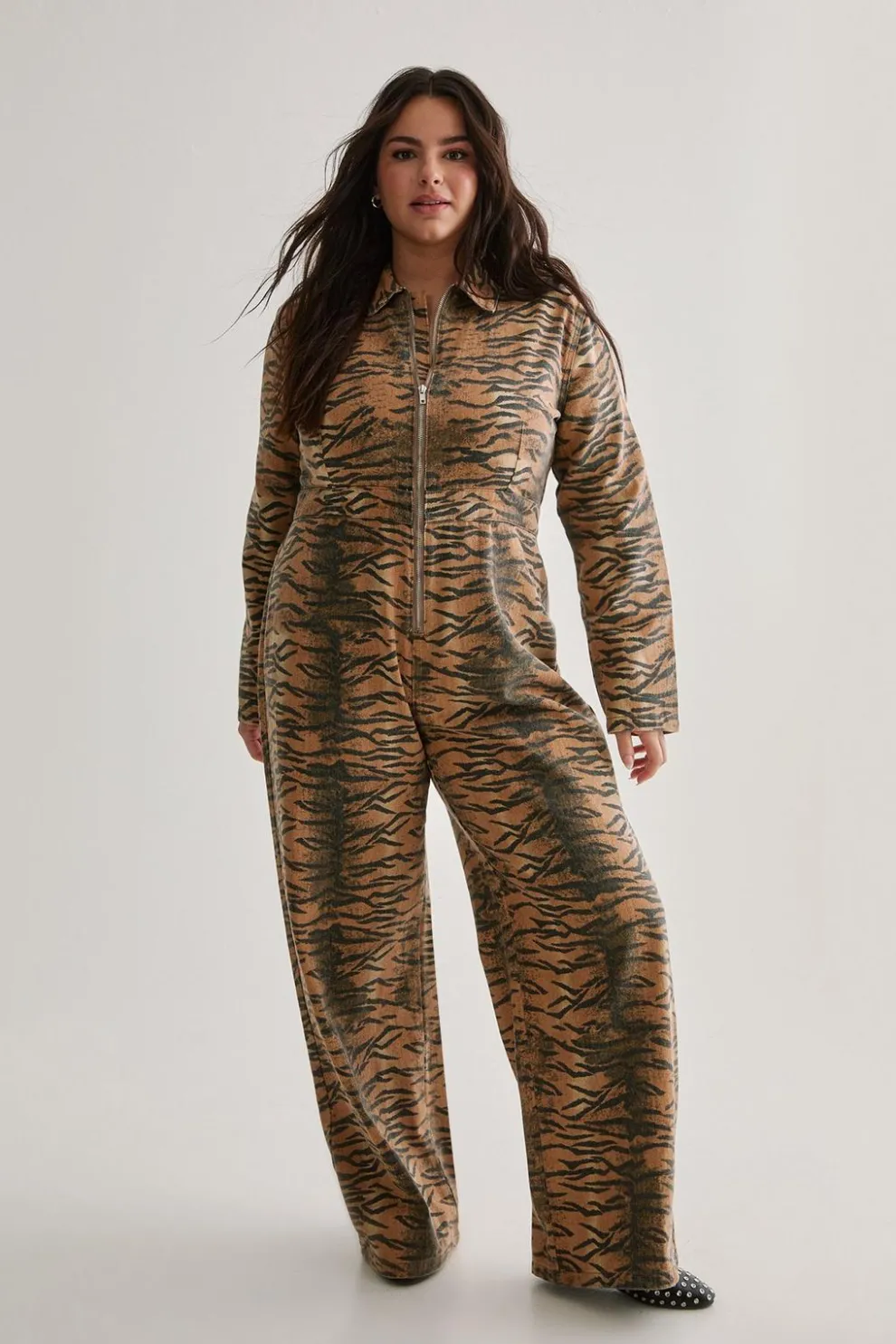 Plus Tiger Print Denim Jumpsuit | Nasty Gal