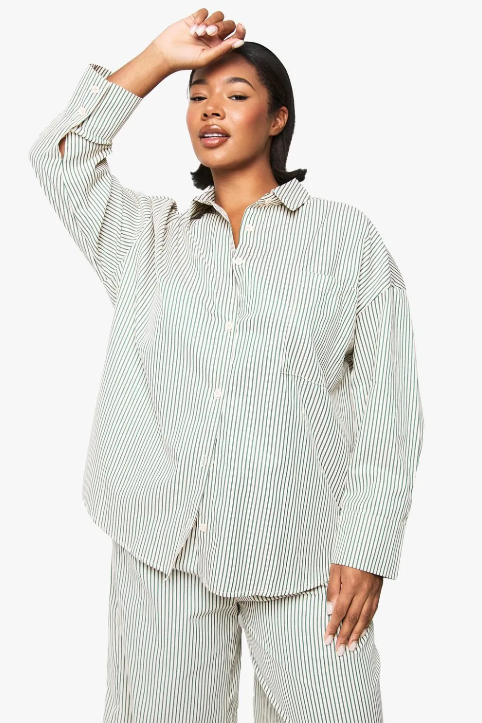 Plus Woven Stripe Oversized Shirt | Nasty Gal