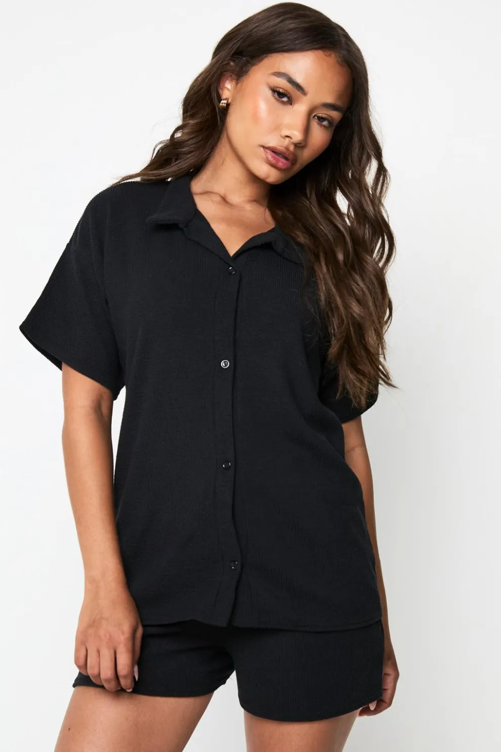 Rib Short Sleeve Shirt & Shorts Set | Nasty Gal