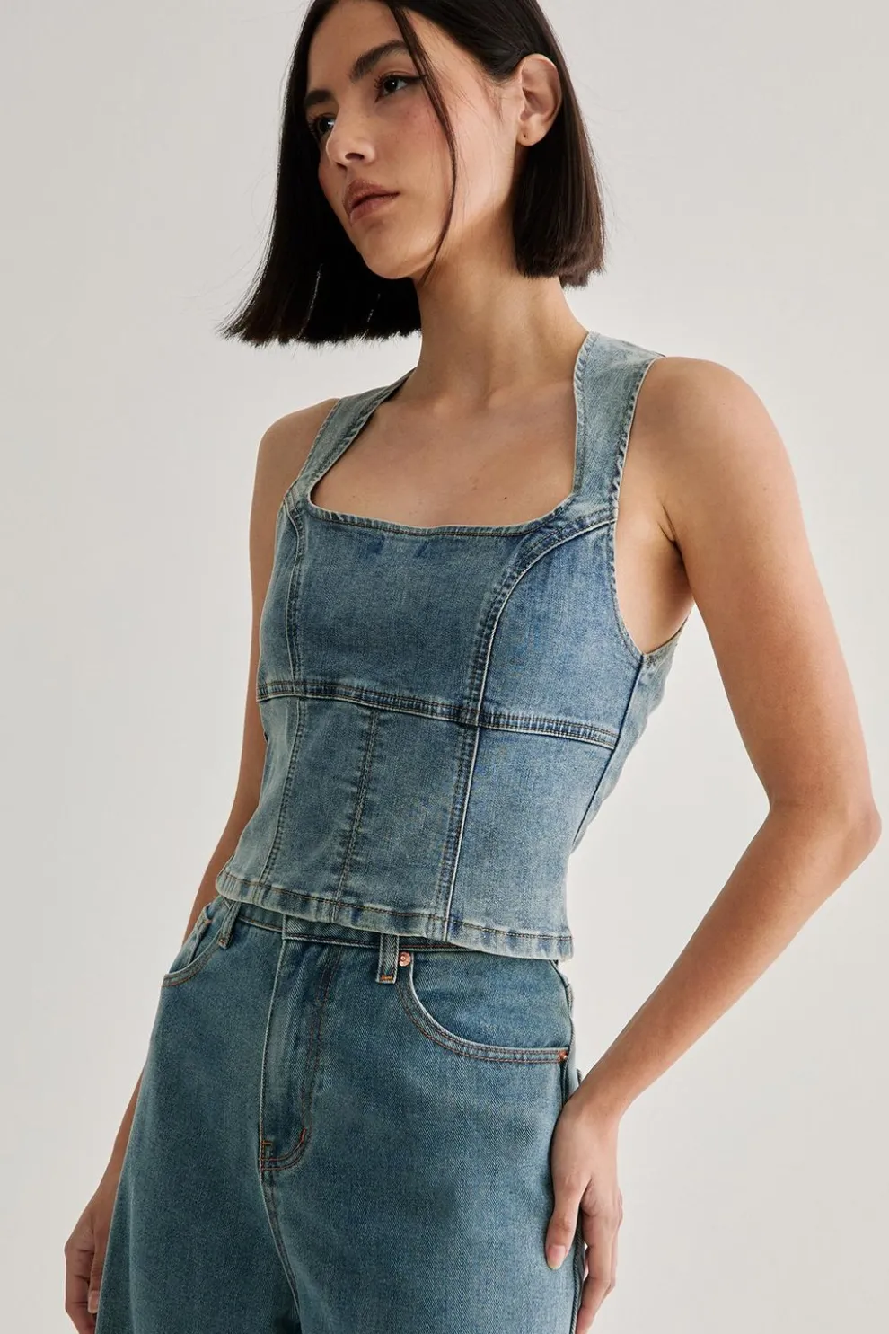 Denim Lace Back Top | Nasty Gal