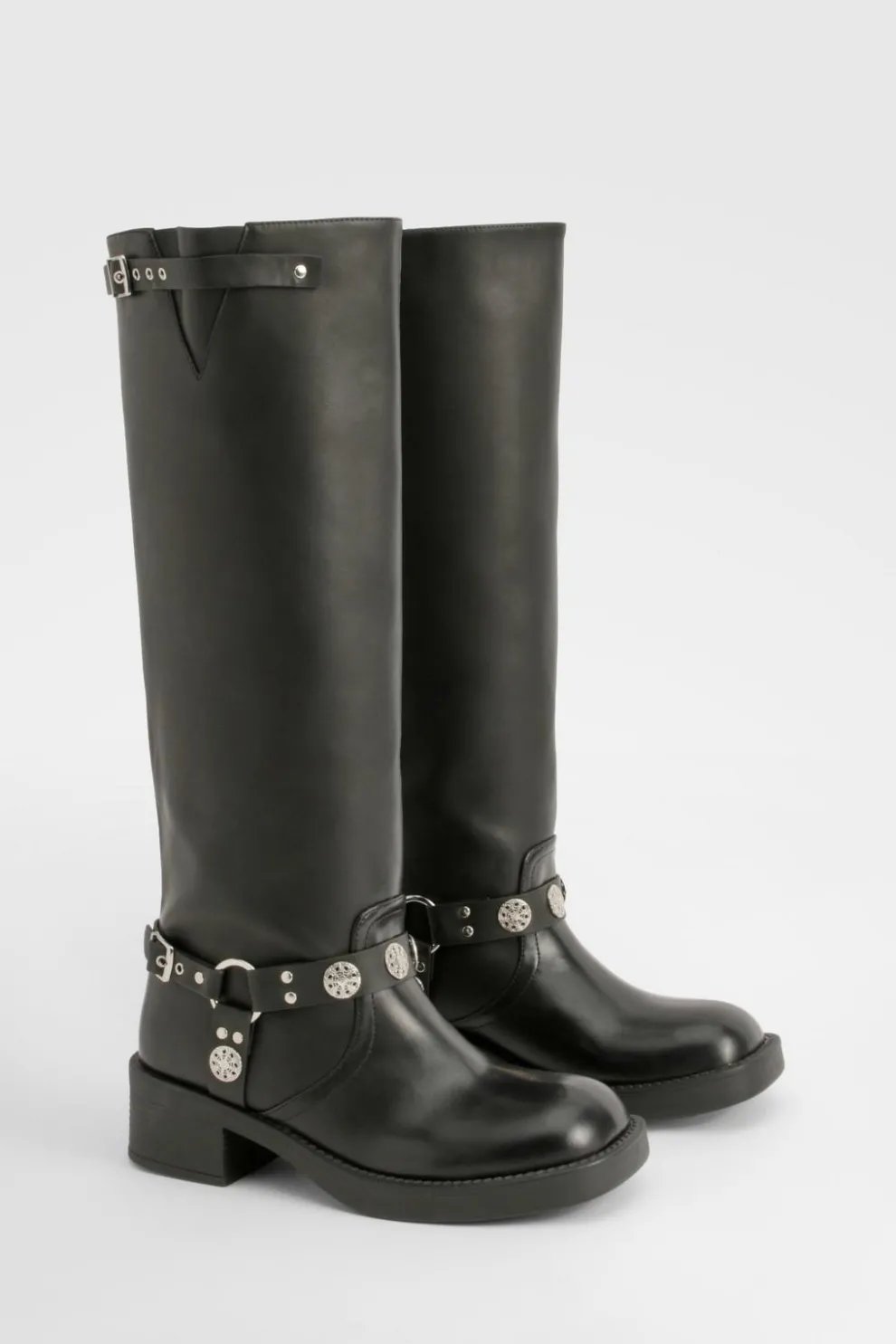 Western Style Buckle Detail Knee High Boots | Nasty Gal