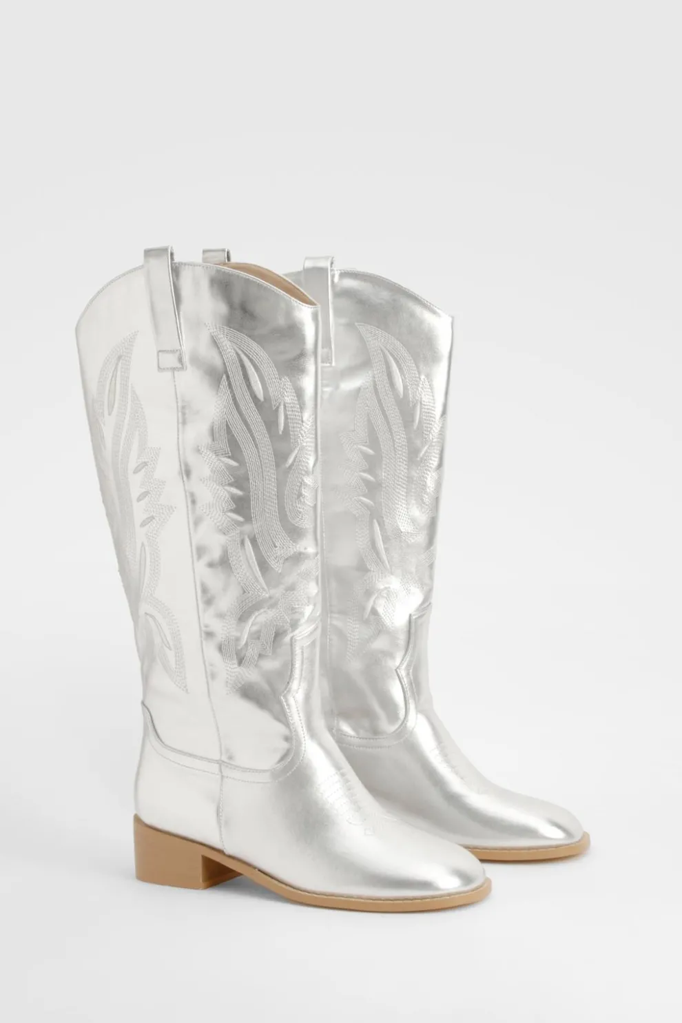 Square Toe Low Heel Knee High Western Boots | Nasty Gal