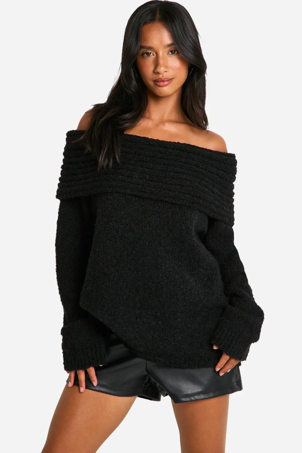 Petite Boucle Bardot Jumper | Nasty Gal