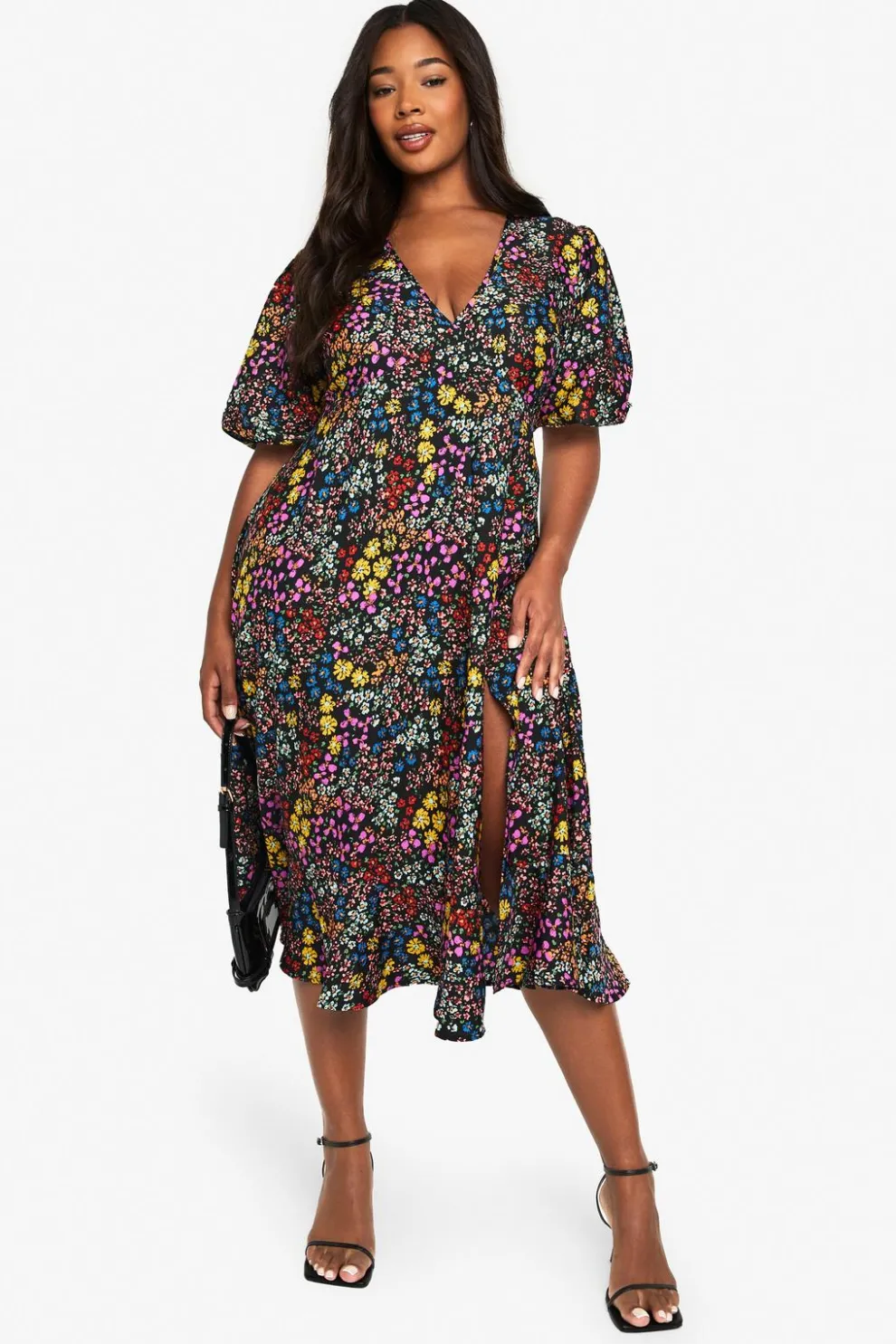 Plus Floral Print Midi Smock Dress | Nasty Gal