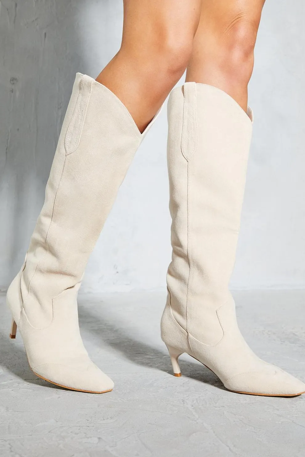 Faux Suede Low Heel Cowboy Boots | Nasty Gal