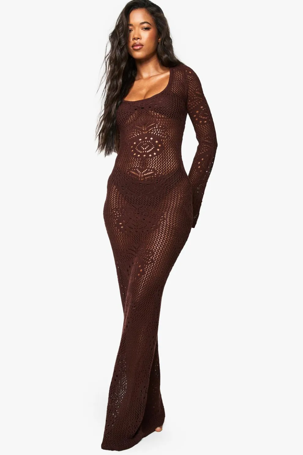 Long Sleeve Crochet Beach Dress | Nasty Gal