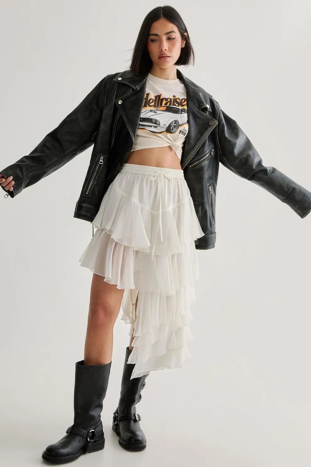 Tiered Asymmetric Midi Skirt | Nasty Gal