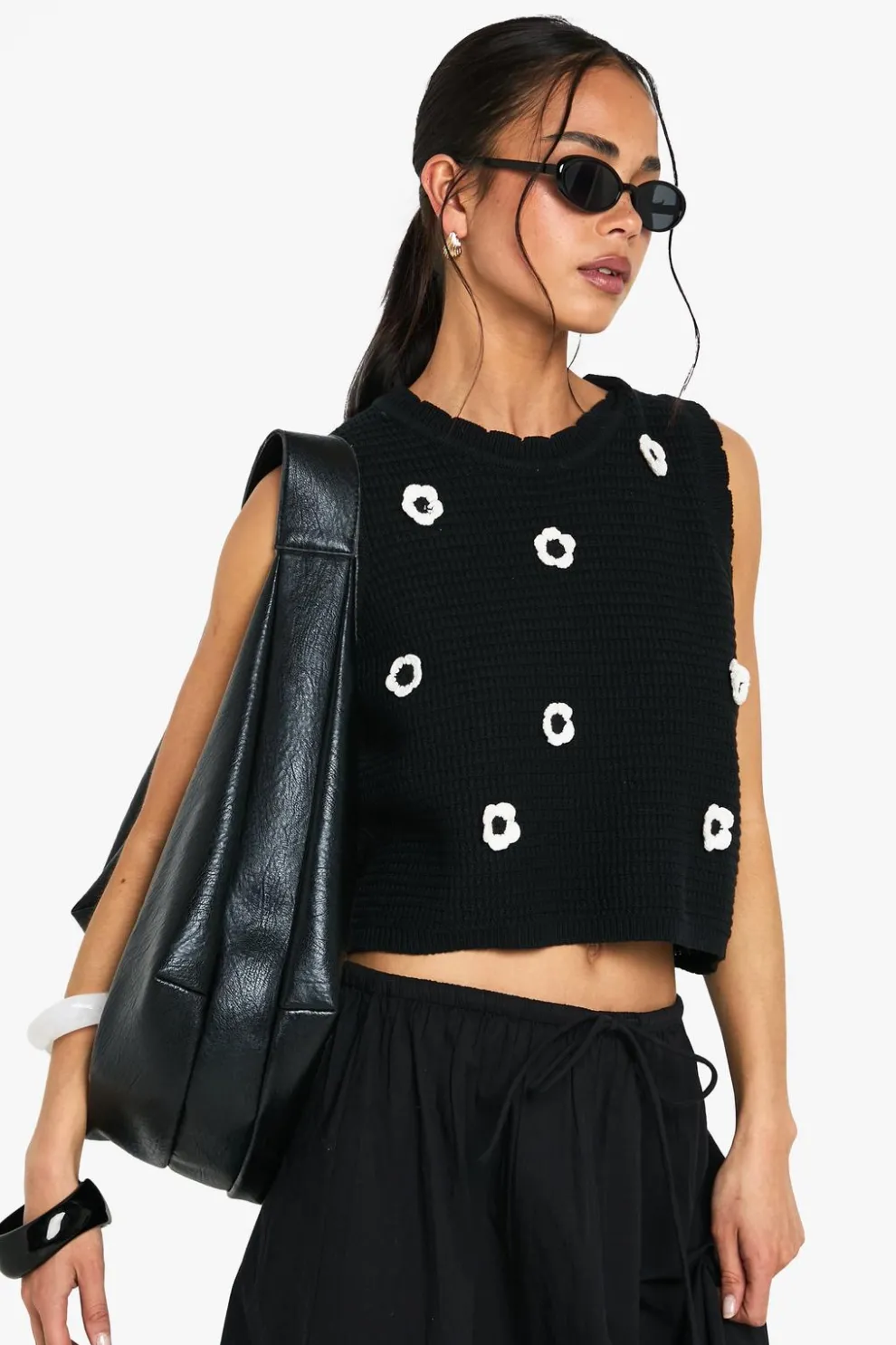 Floral Appliqué Crochet Knitted Top | Nasty Gal