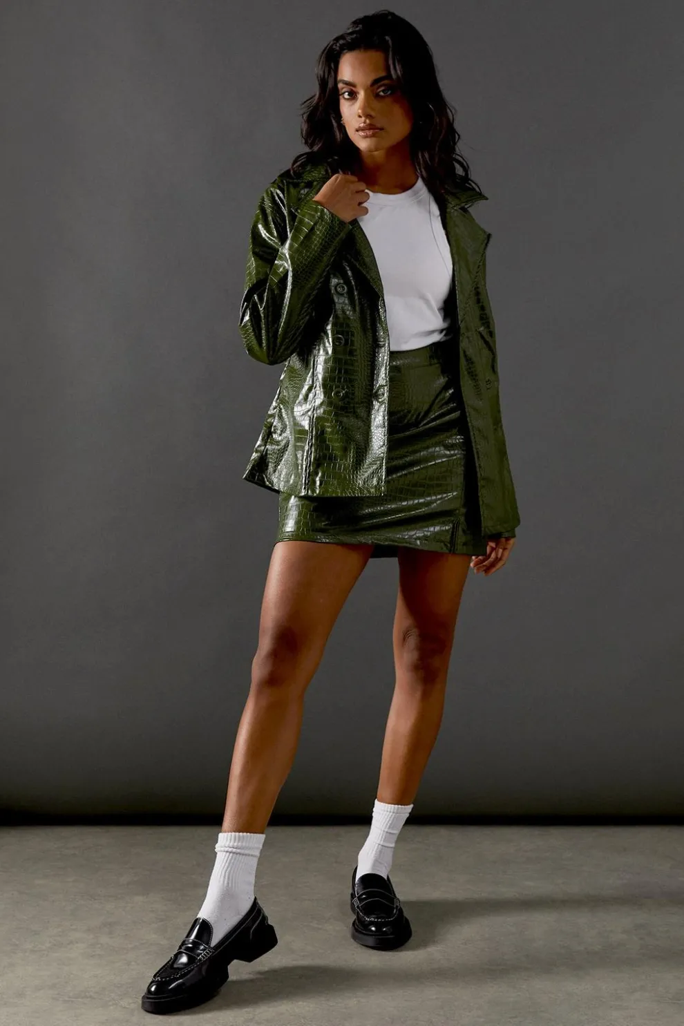 Croc Faux Leather Mini Skirt | Nasty Gal