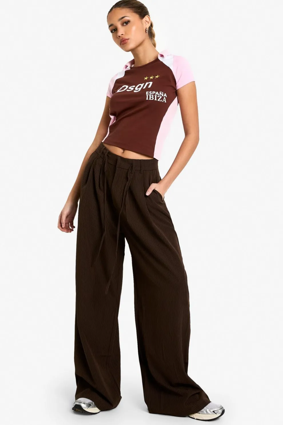 Pinstripe Wide Leg Drawstring Trouser | Nasty Gal