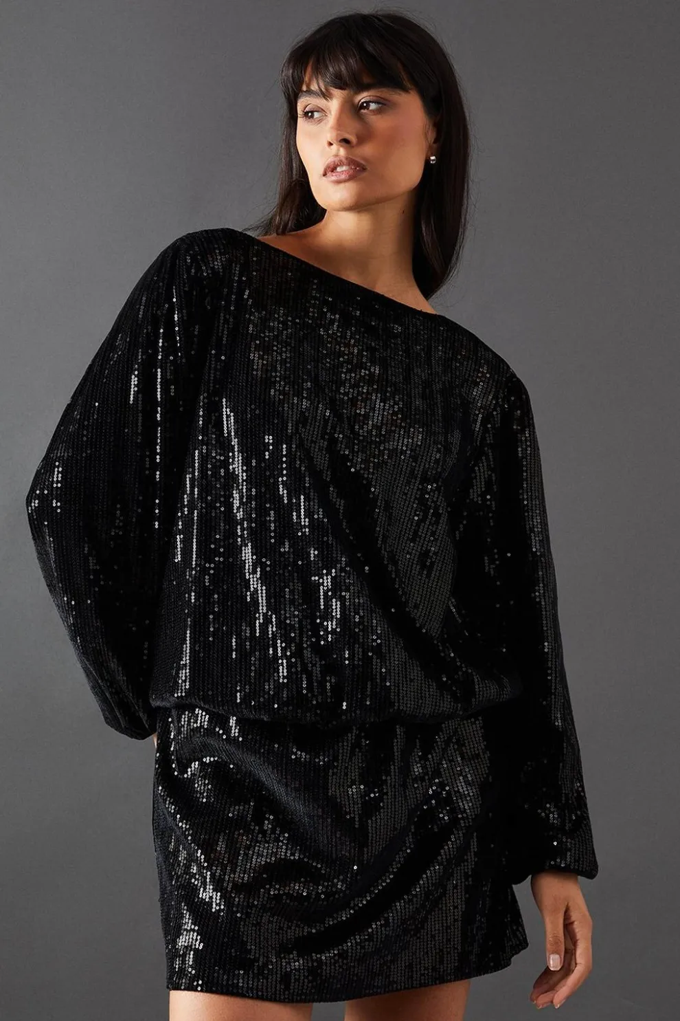 Velvet Sequin Blouson Long Sleeve Mini Dress | Nasty Gal