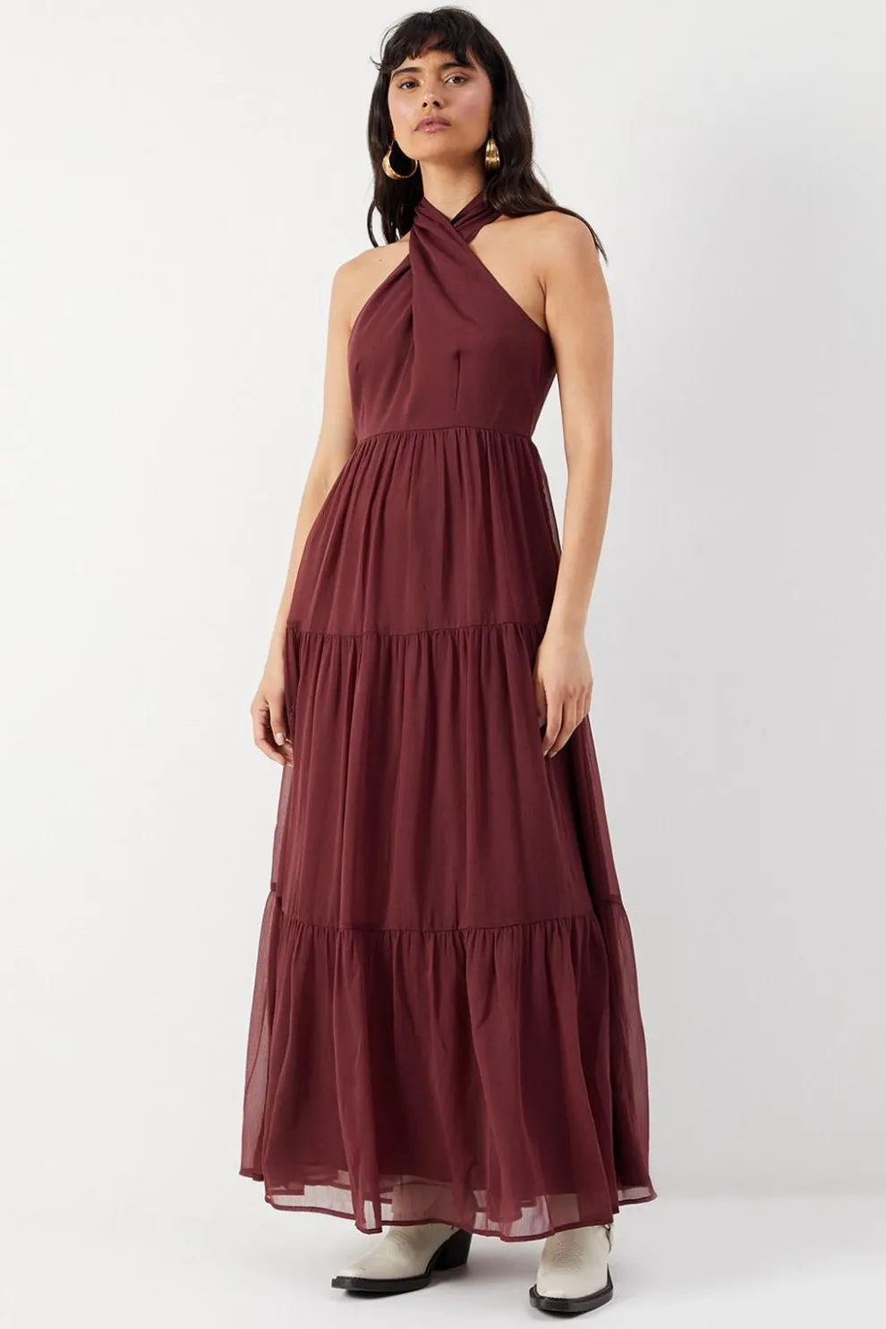 Chiffon Halter Tier Maxi Dress | Nasty Gal